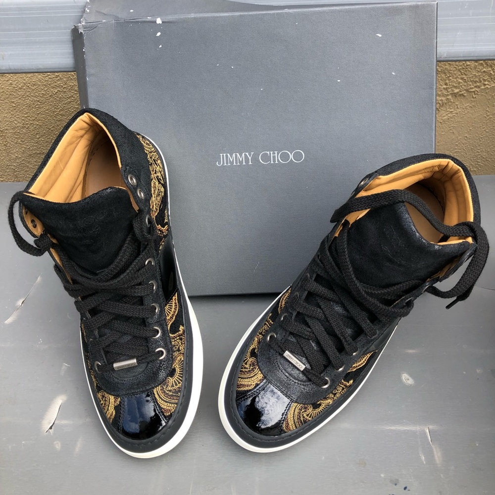 Jimmy Choo high top sneakers black leather